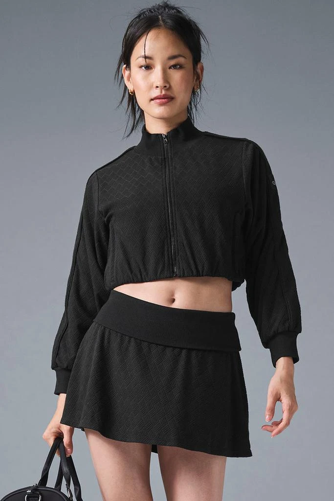 Alo Cropped Doubles Only Full Zip Jacket - Black 1