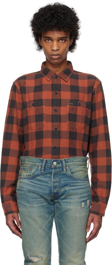 RRL Red & Black Plaid Twill Work Shirt