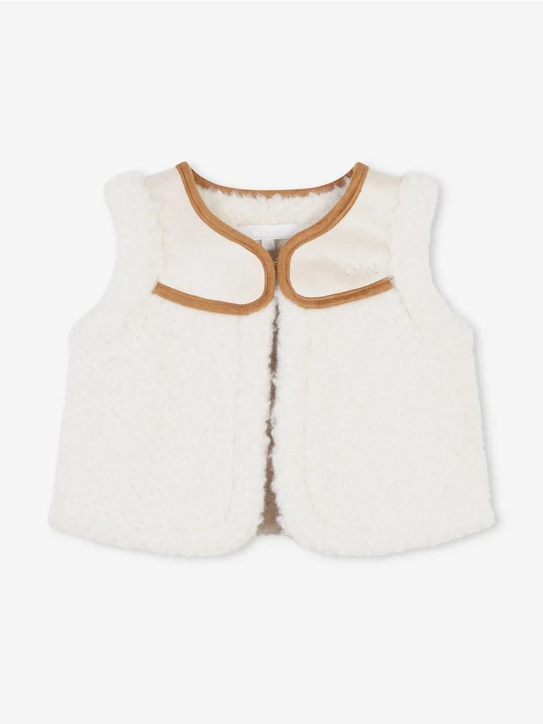 Chloé Chloé Baby Girls Shearling Gilet in Ivory 1