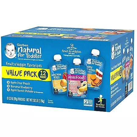 GERBER Gerber Toddler Pouch Variety Pack 3.5 oz., 12 ct. 3