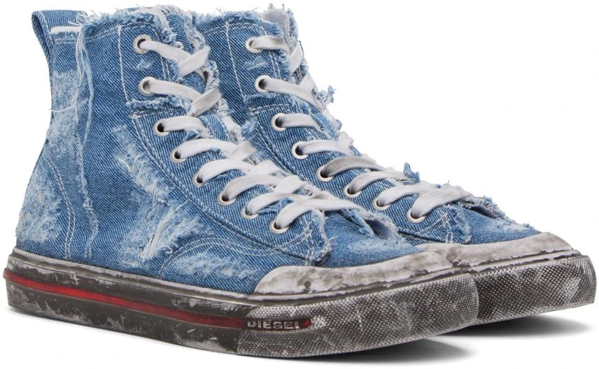 Diesel Blue & White S-Athos Mid Sneakers 4