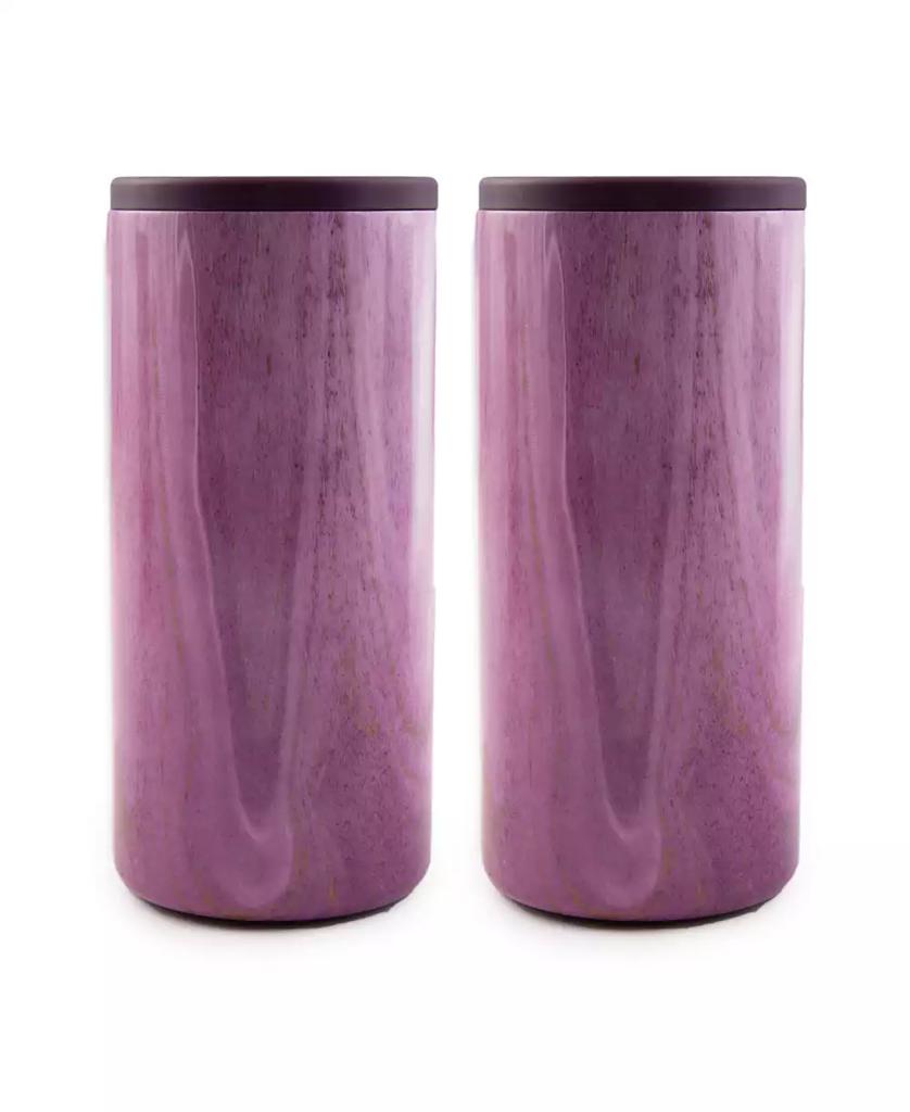 Cambridge Silversmiths Insulated Garnet Pink Geode Slim Can Coolers, 2 Pack