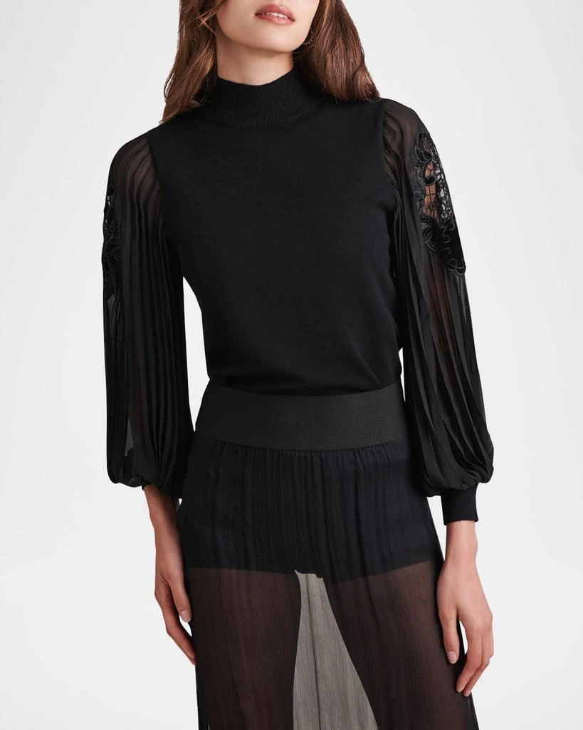 Anne Fontaine Bal Pleated-Sleeve Knit Blouse 4