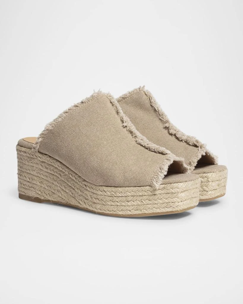 Castaner Queral Frayed Canvas Wedge Espadrille Mules 2