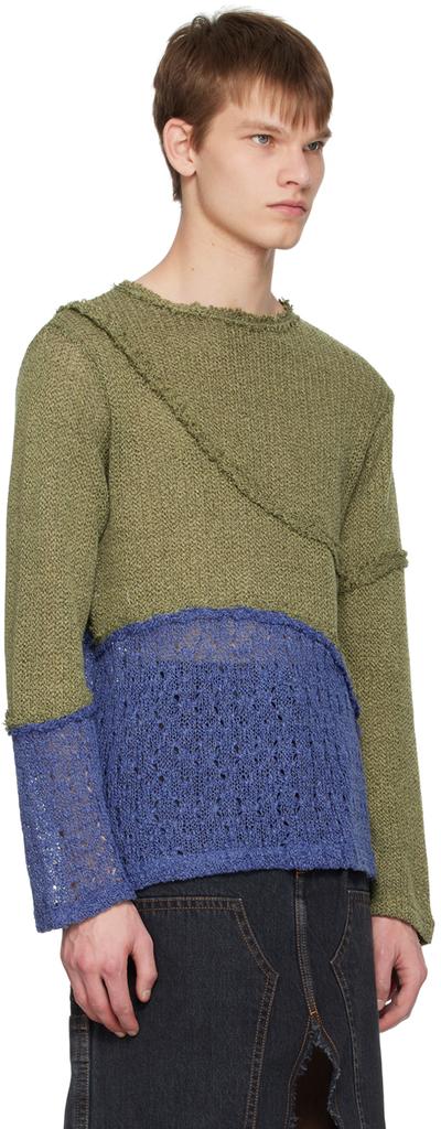 Andersson Bell Khaki & Blue Contrast Sweater