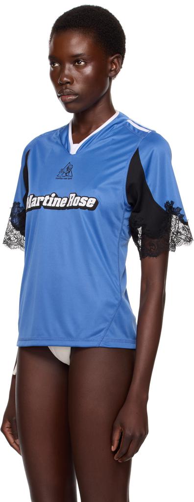 Martine Rose SSENSE Exclusive Blue Lace Trim Football T-shirt - T