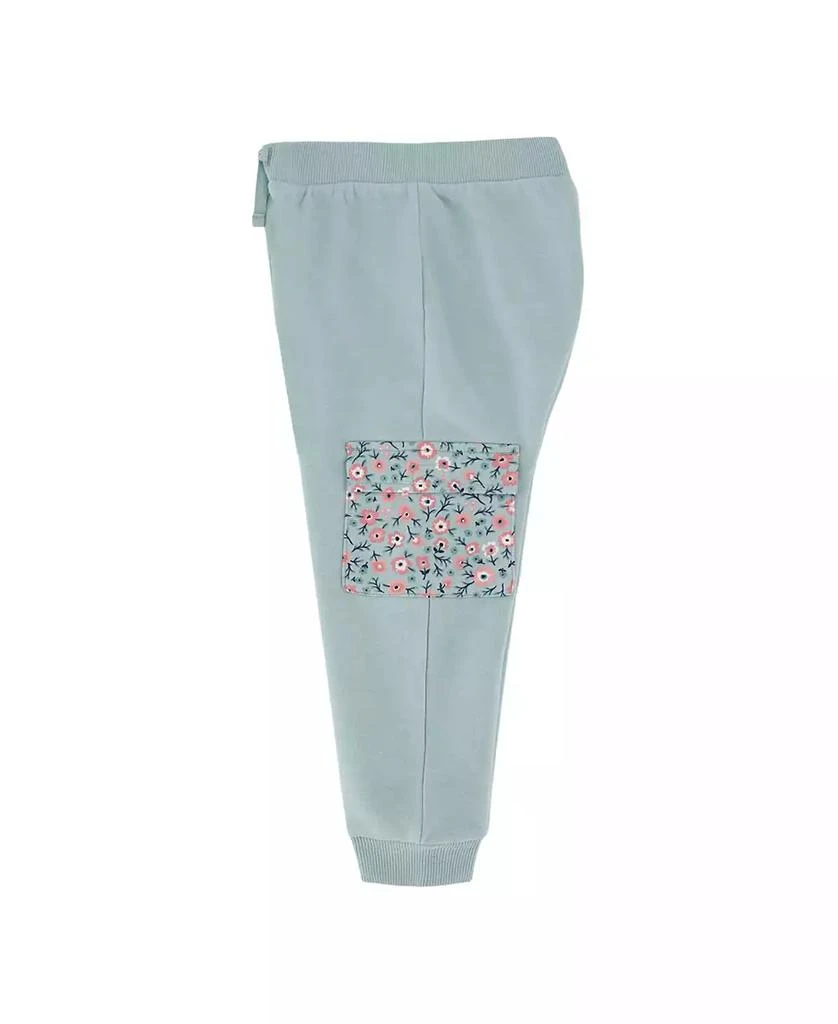 KIDS HEADQUARTERS Baby Girl Floral Trim Fleece Hoodie Cargo Joggers 2