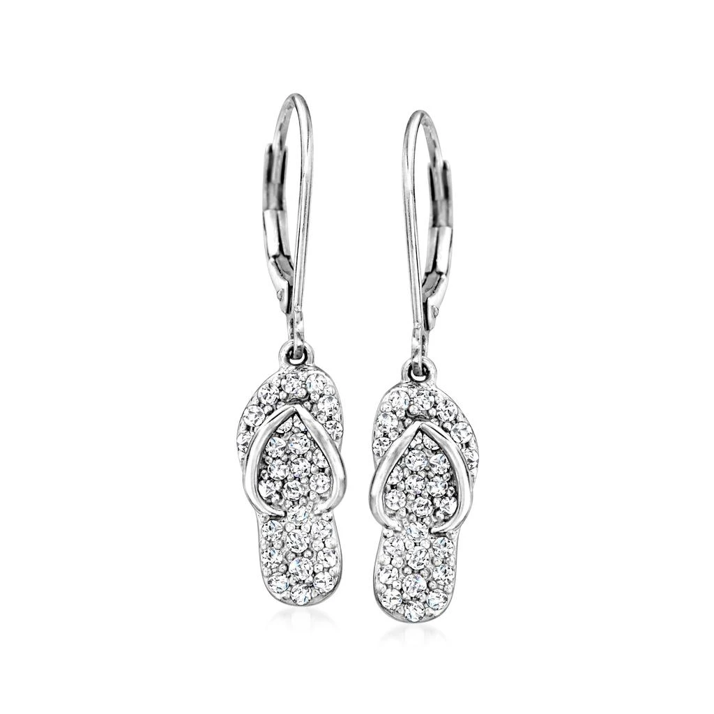 Ross-Simons Diamond Flip-Flop Drop Earrings in Sterling Silver 1