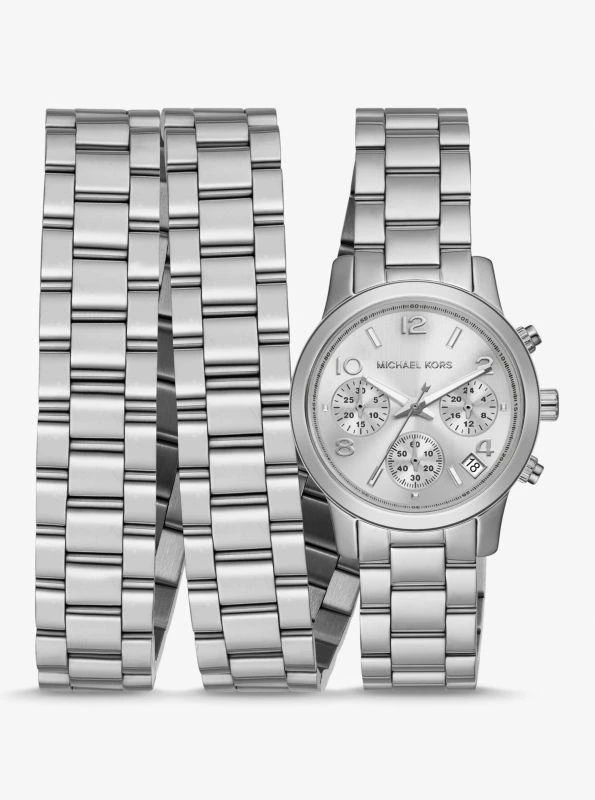 Michael Kors Runway Rhodium-Plated Stainless Steel Triple Wrap Watch 1