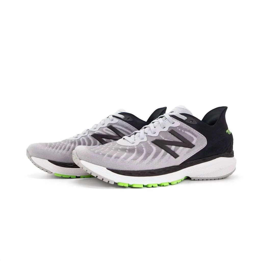 New Balance Men's Fresh Foam 860V11 Running Shoes - D/medium Width In Light Aluminum/black/energy Lime 4