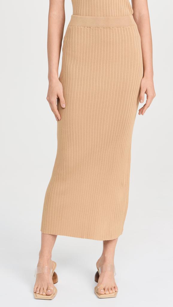 endless rose Ribbed Slit Maxi Skirt