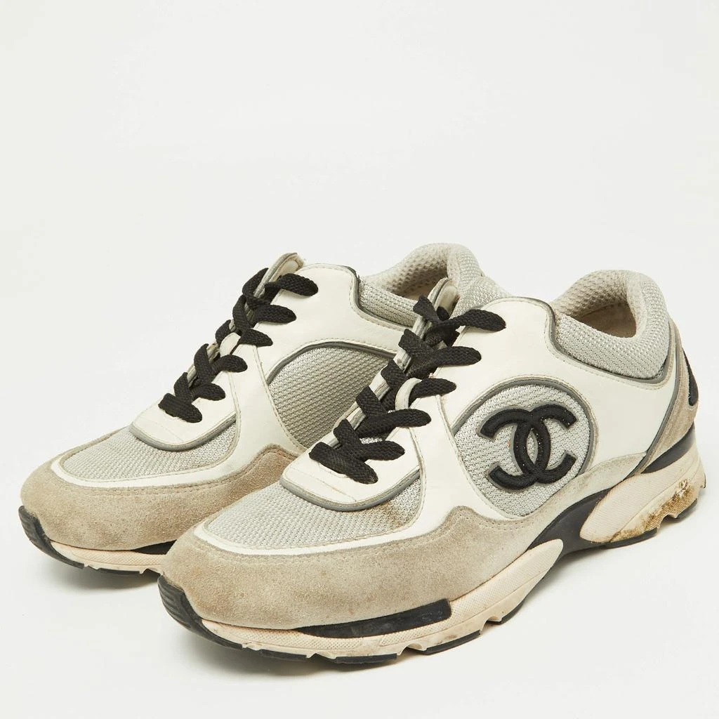 Chanel Chanel Tricolor Suede, Leather and Mesh CC Low Top Sneakers Size 38 2