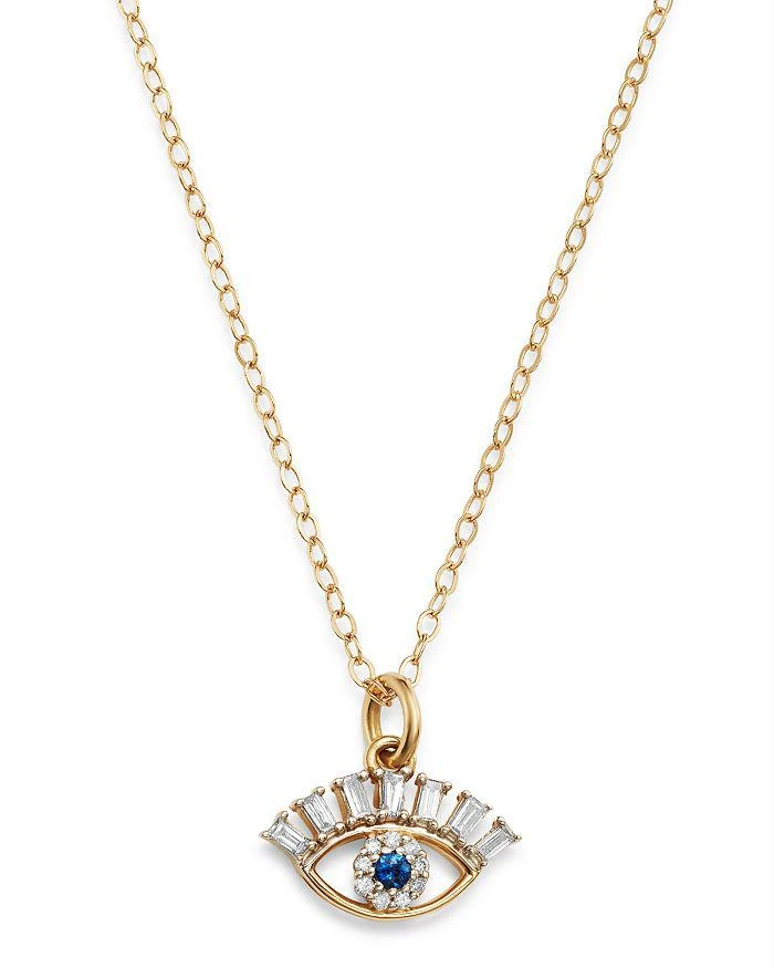 Bloomingdale
s Diamond 
Blue Sapphire Evil Eye Pendant Necklace in 14K Yellow Gold, 18"