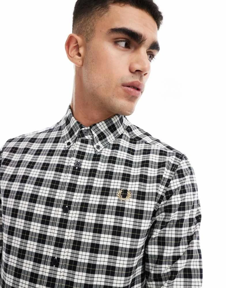 Fred Perry Fred Perry tartan oxford shirt in beige and black 1