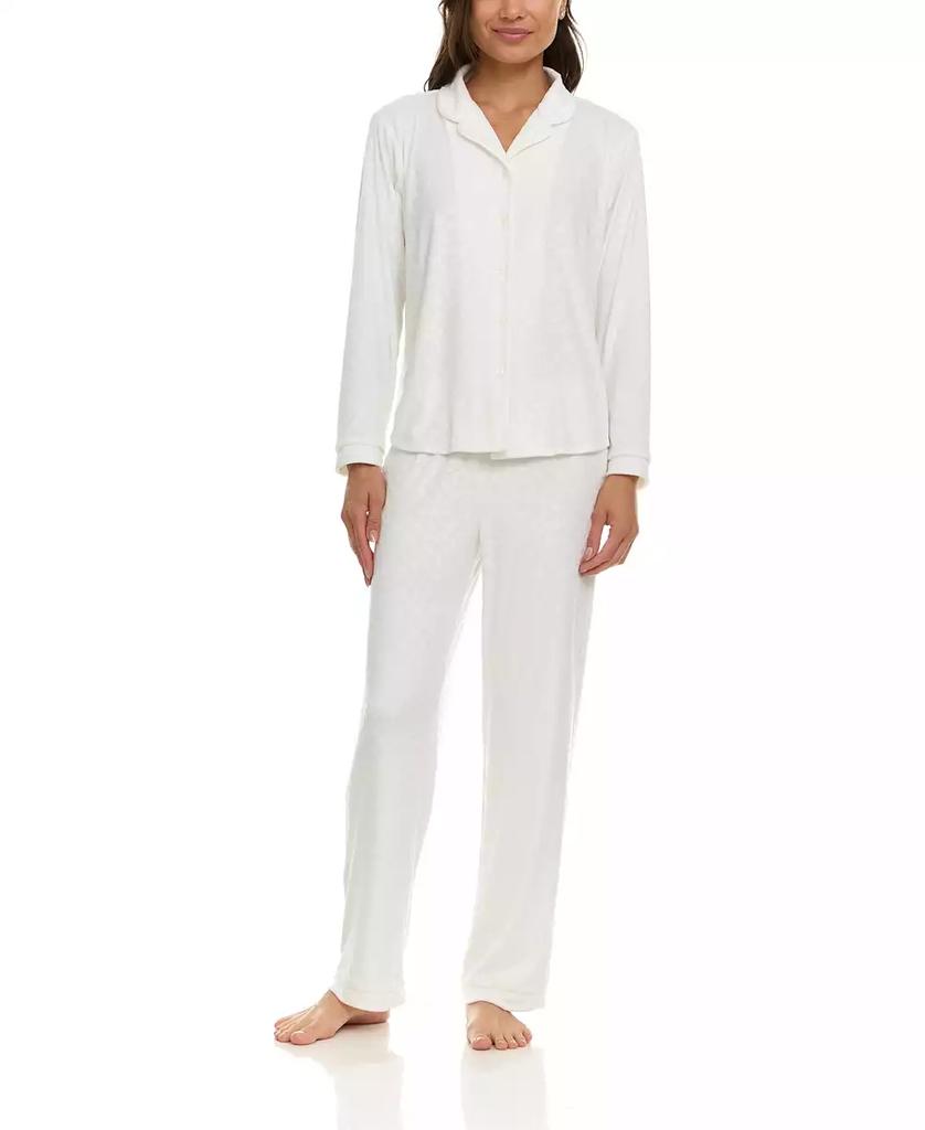 Flora Nikrooz Women's Addie Printed Velour Long Sleeve Pajama Set
