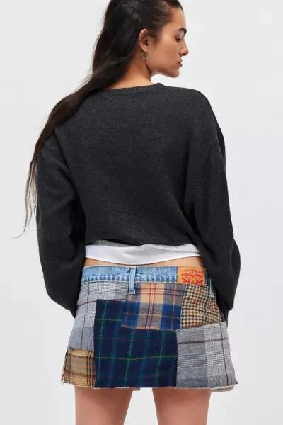 Urban Renewal ReMADE By UO Plaid Patched Denim Skirt 4