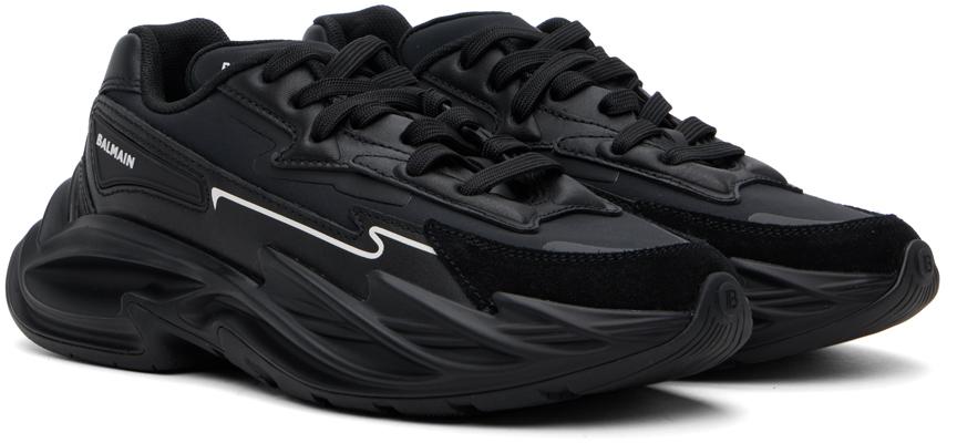Balmain Black Run-Row Leather Sneakers - Casual Shoes