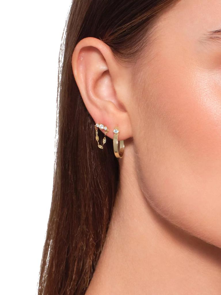 LANA Solo 14K Yellow Gold & 0.13 TCW Diamond Huggie Hoop Earrings