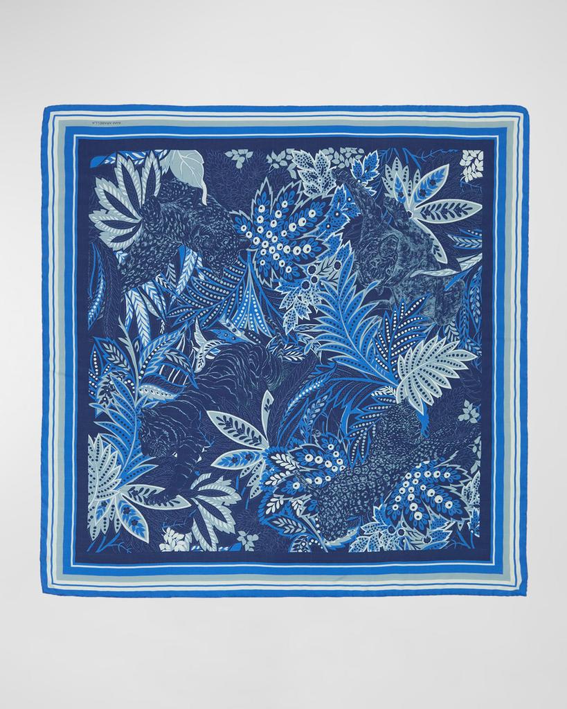 Rani Arabella Amazonia Navy Print Cashmere-Blend Scarf