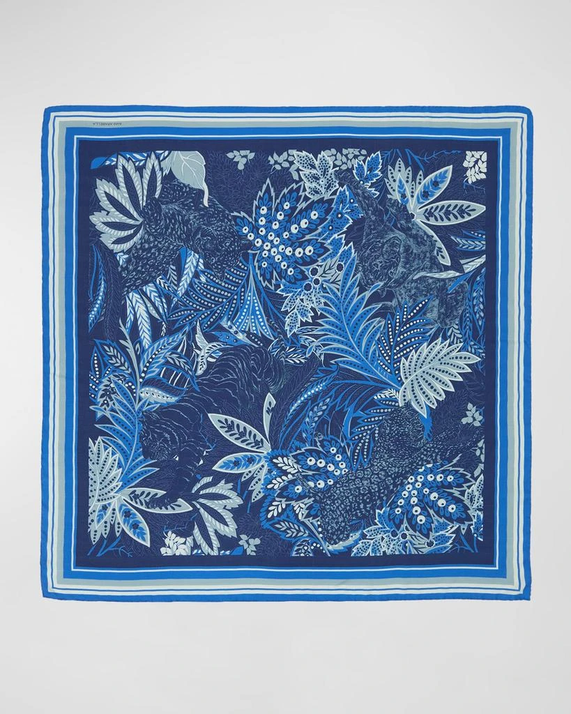 Rani Arabella Amazonia Navy Print Cashmere-Blend Scarf 1