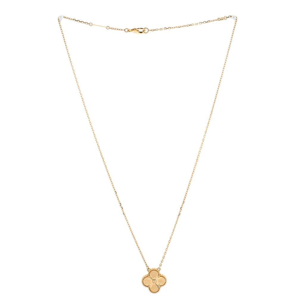 Van Cleef & Arpels Vintage Alhambra Pendant Necklace Guilloche 18K Yellow Gold 3