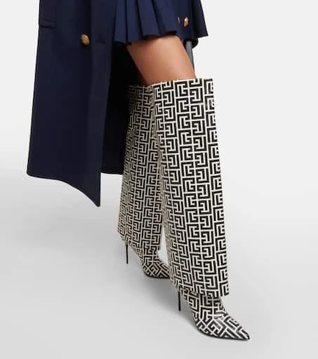 Balmain Ariel monogram knee-high boots 4