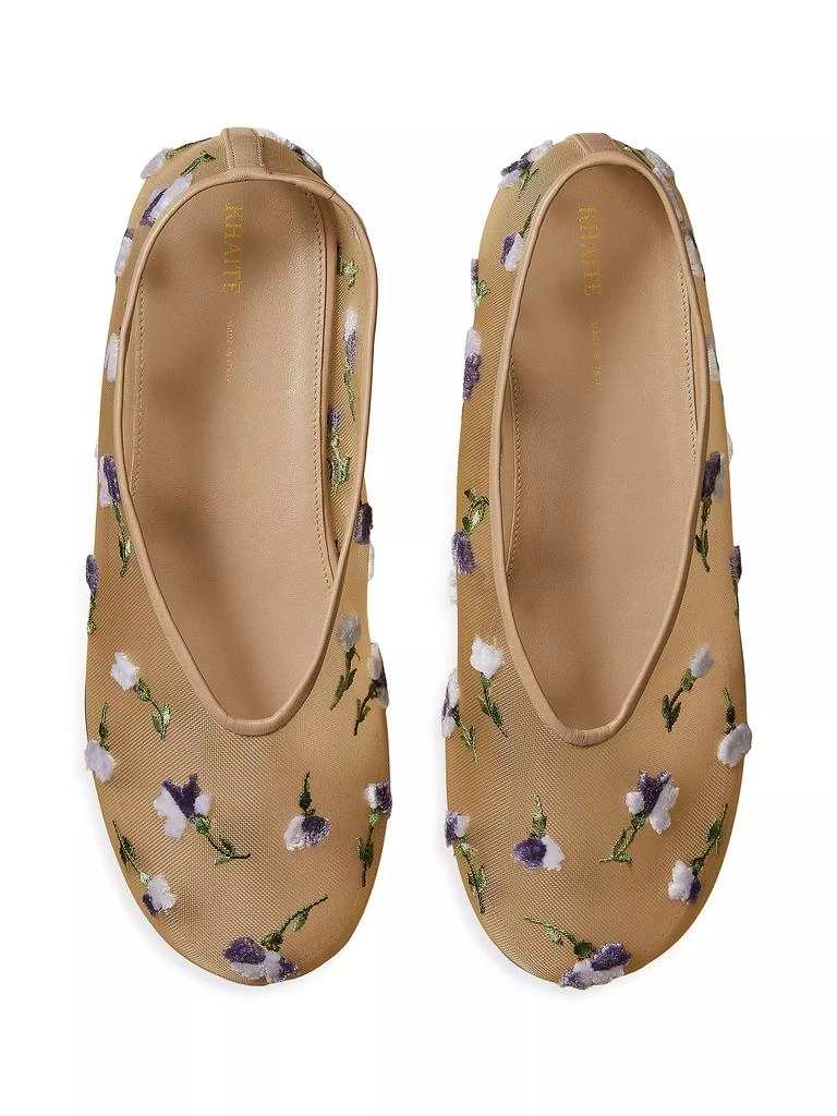 Khaite Marcy Floral Embroidered Mesh &amp; Leather Flats 3