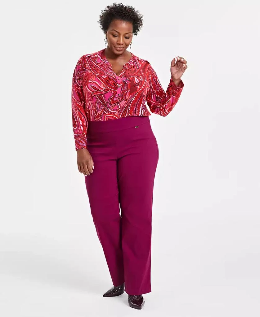 INC International Plus Size Mid-Rise Pull-On Straight-Leg Pants, Created for Macy's 1