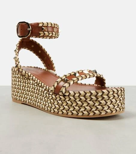 Valentino Rockstud leather espadrille wedges 6