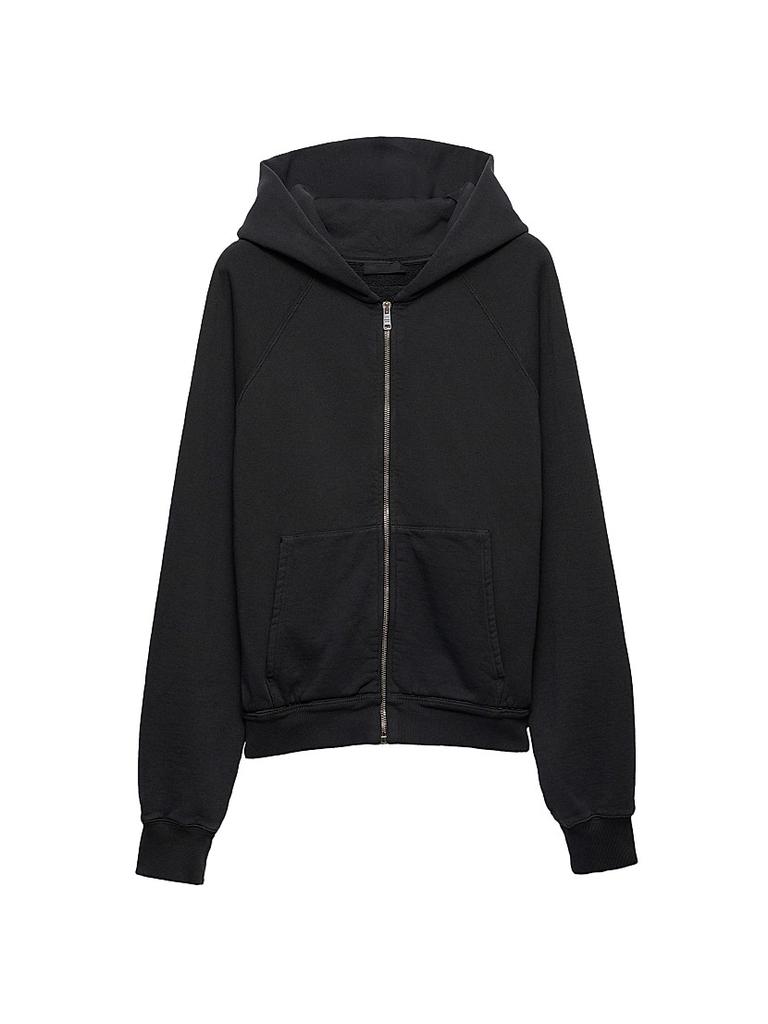 大人リッチ【PRADA】Cotton fleece and Re-Nylon hoodie Black/Black Cotton fleece and Re-Nylon hoodie | PRADA