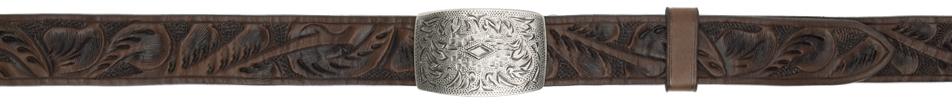 RRL Brown Hand-Tooled Belt