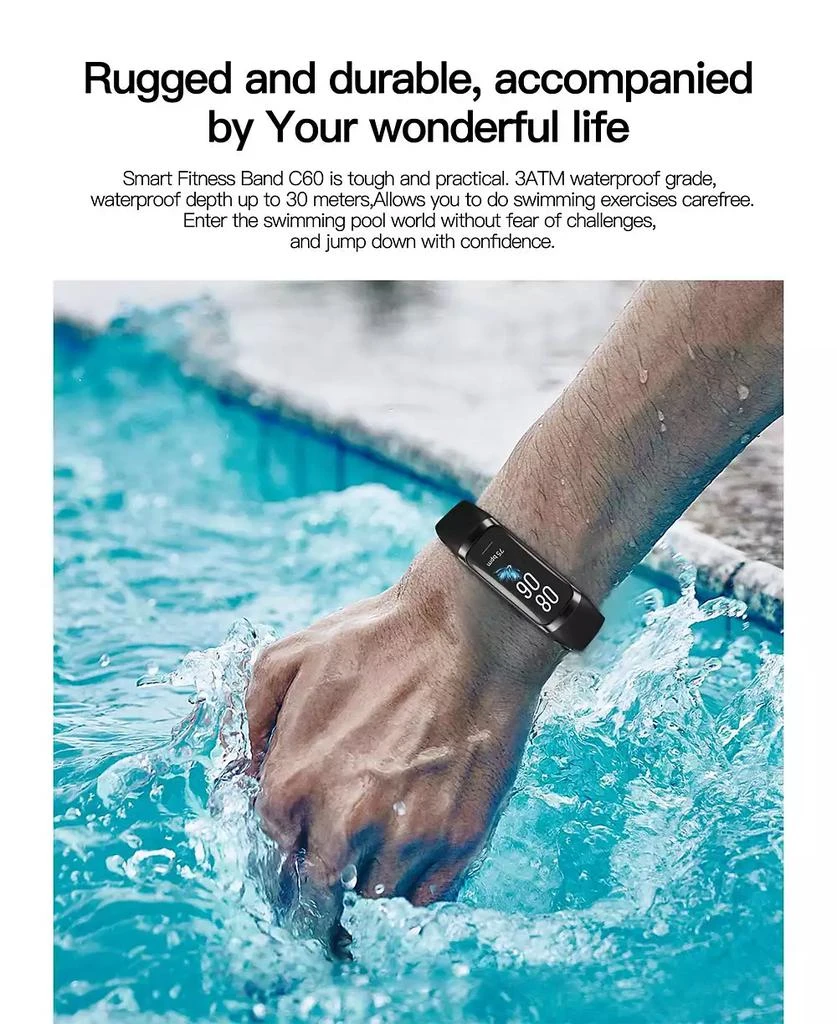 RUXING Smart RUXING IP67 Waterproof Activity Tracker 24H Health Sleep Monitor for Compatibility Android and iOS -Gray 8