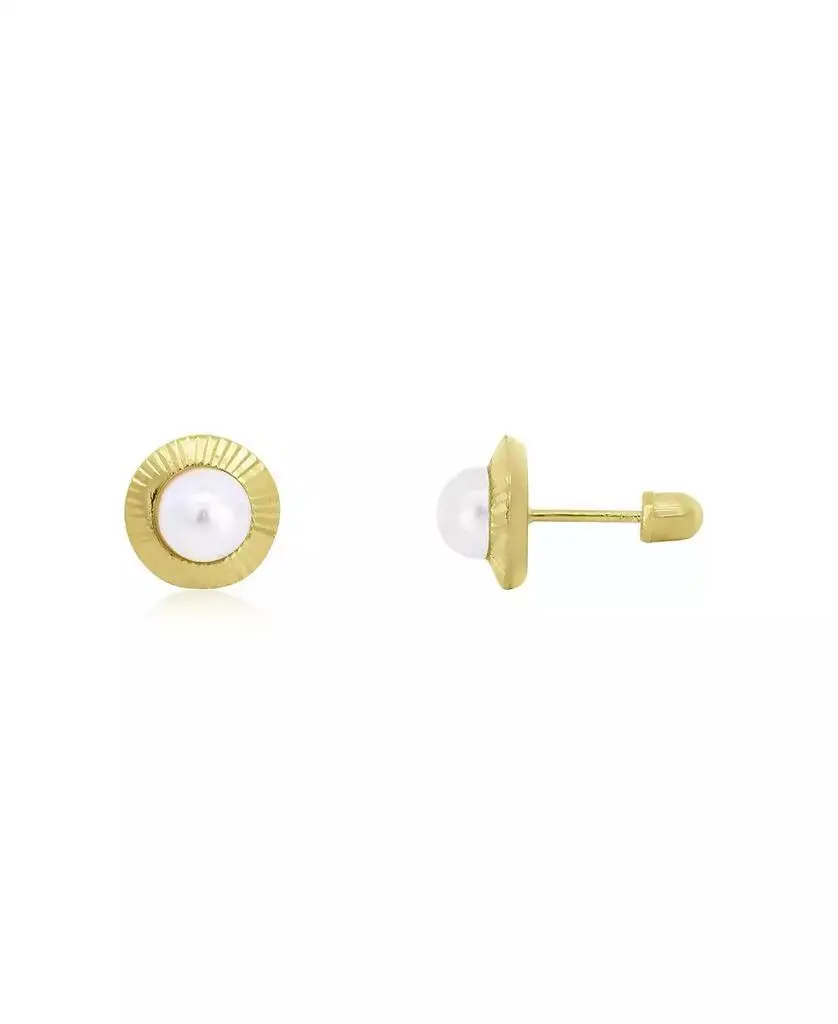 The Lovery Fluted Pearl Screw Back Stud Earrings - 8 millimeters 14K Yellow Gold