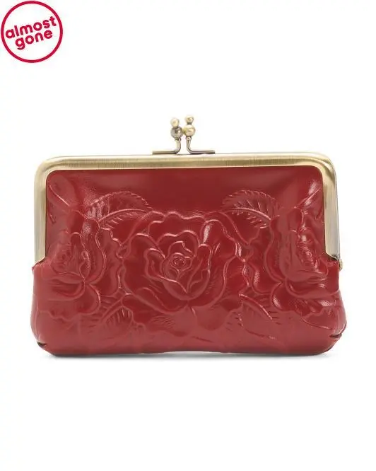 Patricia Nash Leather  Fira Framed Kiss Lock Clutch