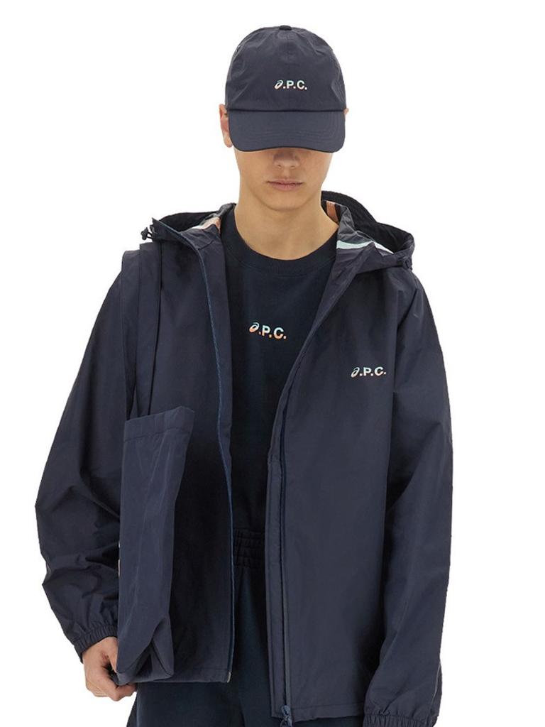A.P.C. asics オンコート　NAVY L Shop NAVY BLUE POLYESTER A.P.C. X ASICS MEADOW JACKET on Sale at