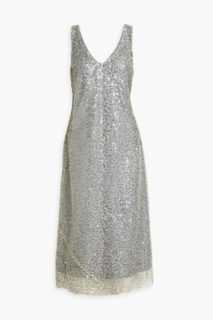 Vince Sequined metallic lace midi dress 1