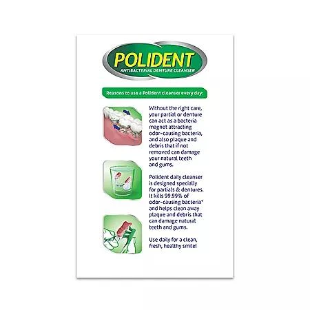 Polident Polident 3-Minute Triple-Mint Antibacterial Denture Cleanser, Effervescent Tablets, 120 ct., 2 pk. 4