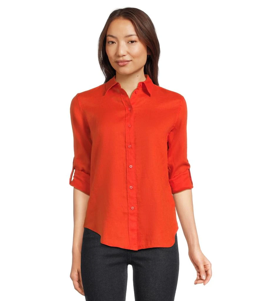 Ralph Lauren Petite Linen Roll Tab–Sleeve Shirt 1