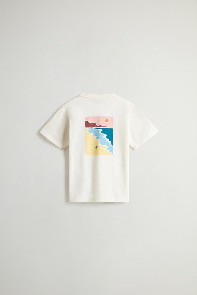 Woolrich Boys’ T-Shirt in Pure Cotton with Print on the Back - Boys - White