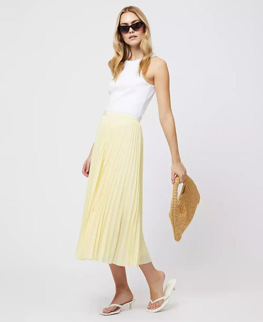 French Connection Women's Sunburst Butter Yellow Pleated Crepe Skirt