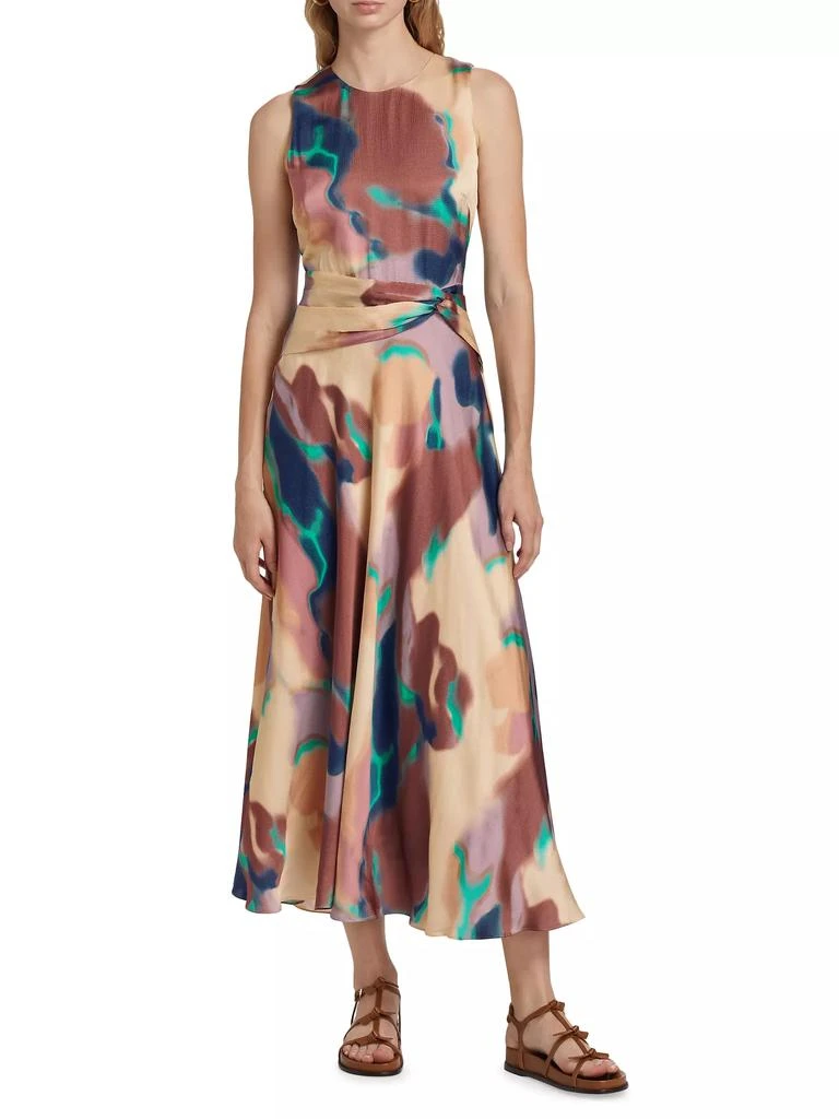 Tanya Taylor Christine Twisted-Waist Ink Wash Dress 3