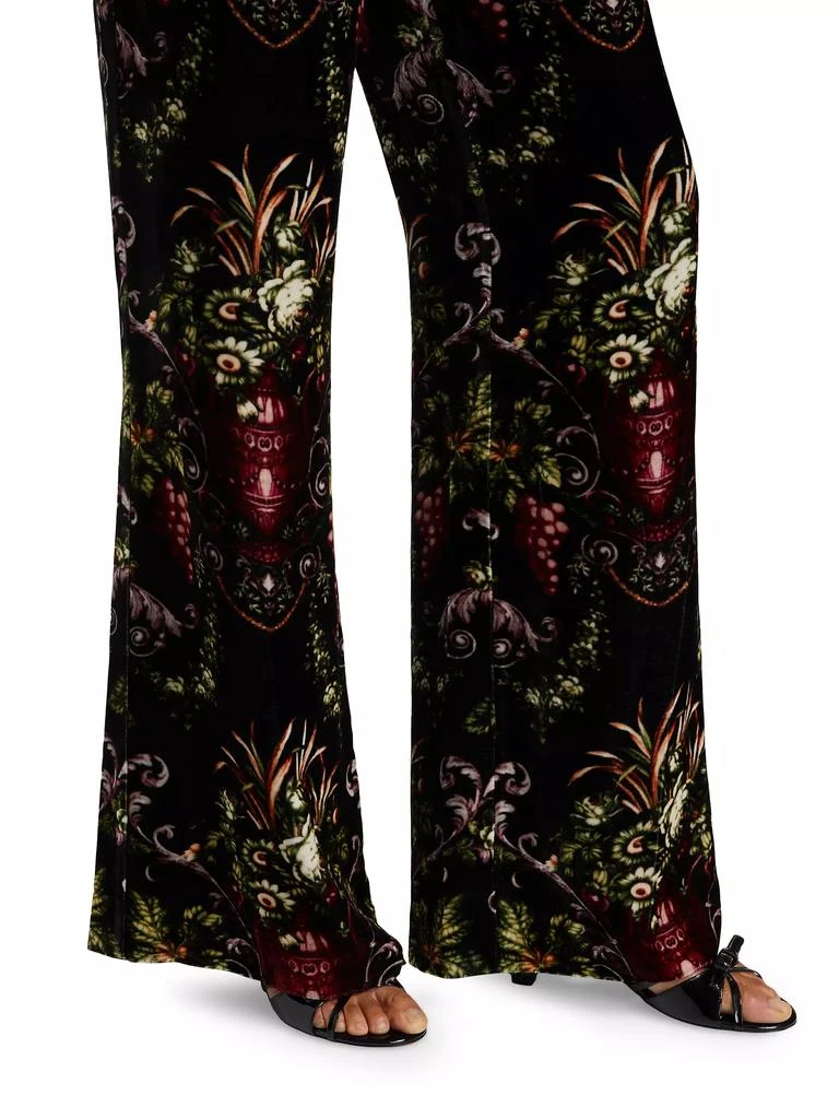 Cara Cara Firenze Floral Velvet Straight-Leg Pants 6