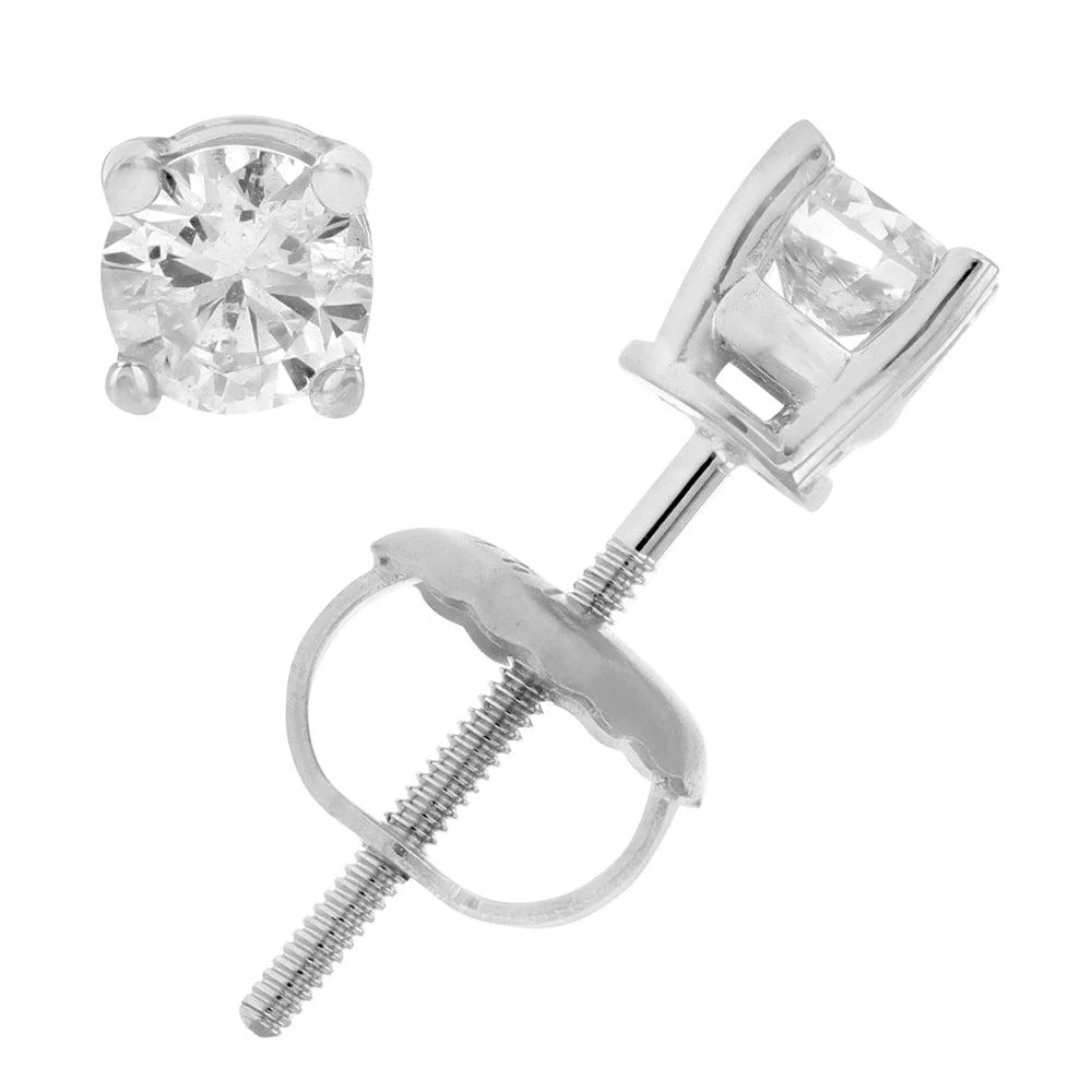 Vir Jewels 1/2 cttw SI2-I1 Certified Diamond Stud Earrings 14K White Gold Round Screw Backs 4