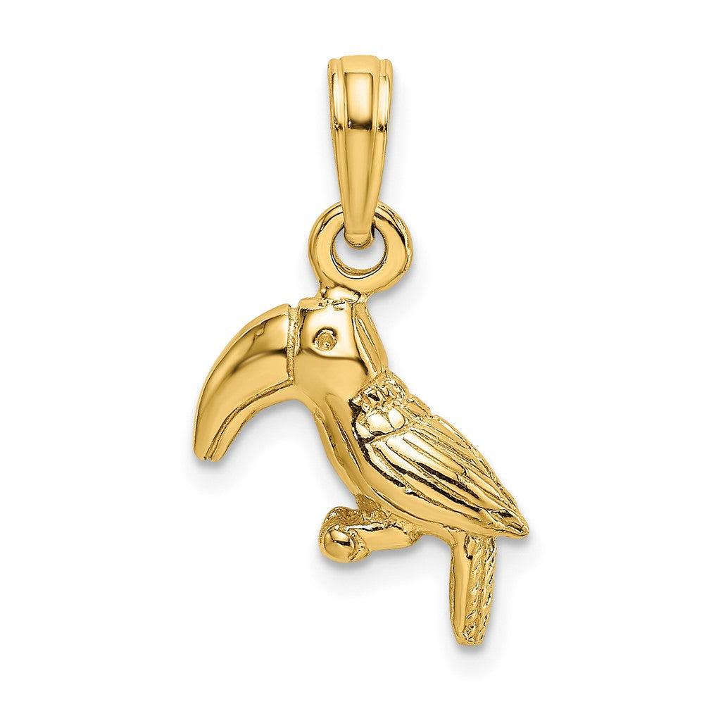 Diamond2Deal 10k Yellow Gold 3-D Textured/Polished Toucan Bird Charm Pendant