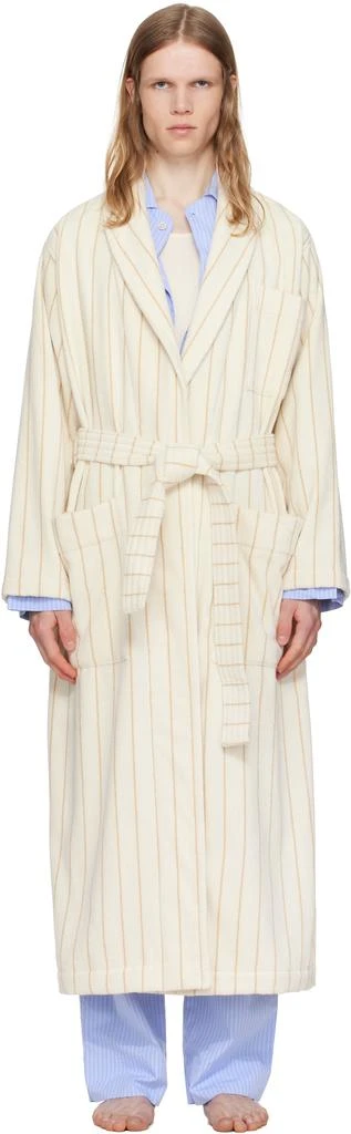 Tekla Off-White 
Tan Terry Classic Bathrobe