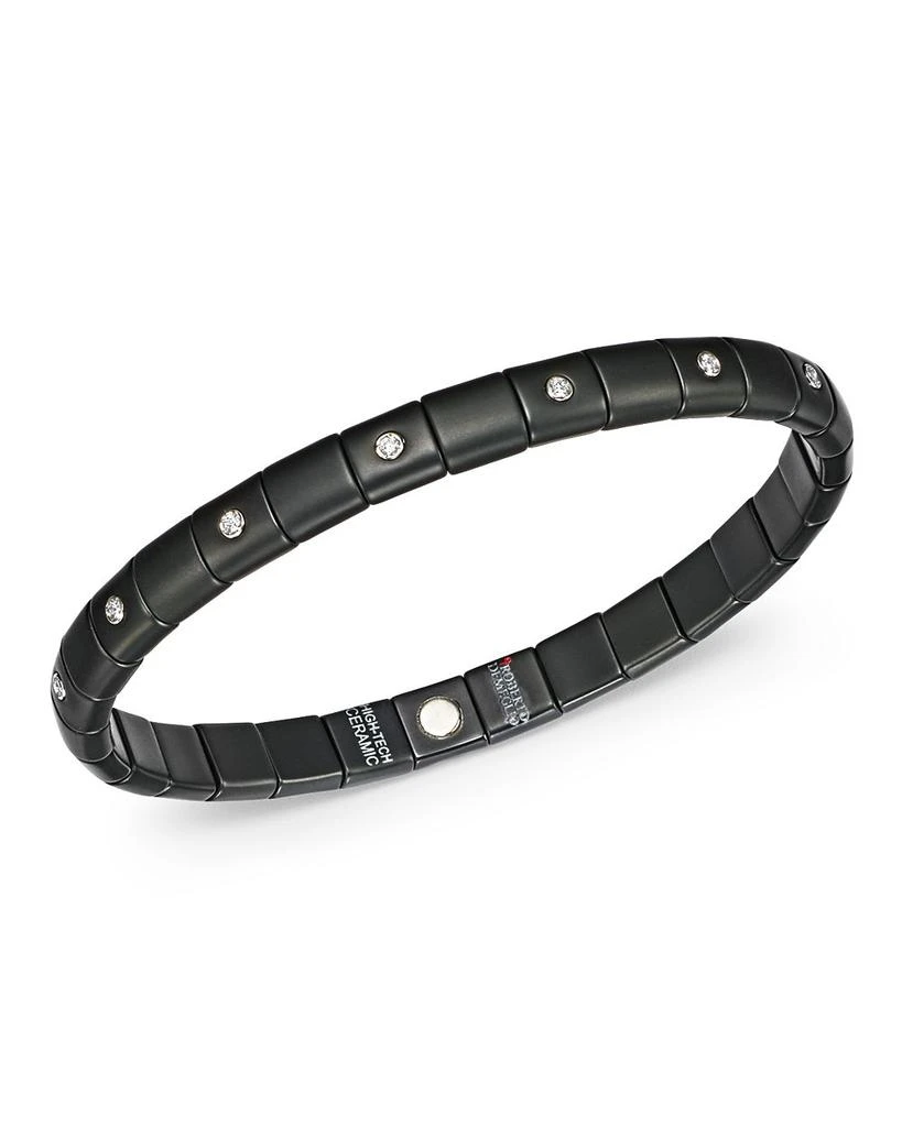 Roberto Demeglio 18K White Gold & Matte Black Ceramic Pura Stretch Bracelet with Alternating Diamond Bezels 1