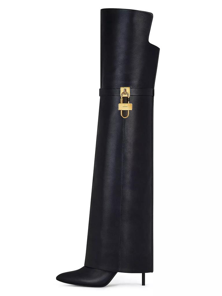 Givenchy Shark Lock Stiletto Over-The-Knee Boots In Leather