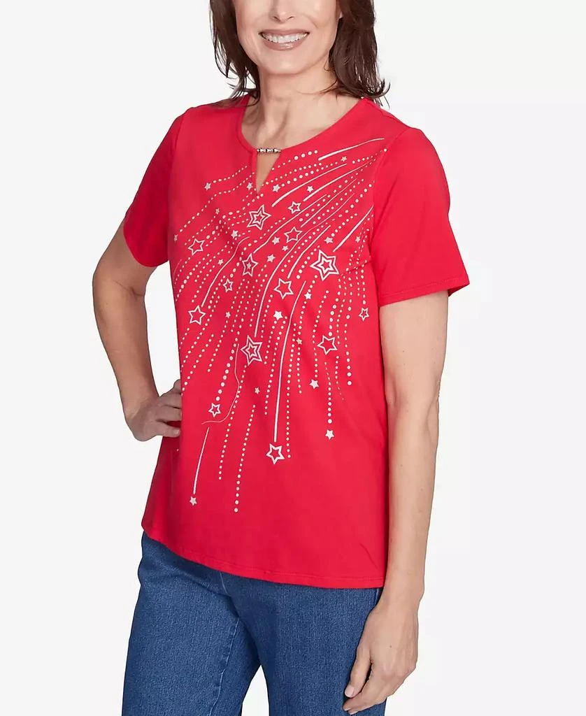 Alfred Dunner Petite Dazzling Shooting Stars with Beaded Split Neck Top 4