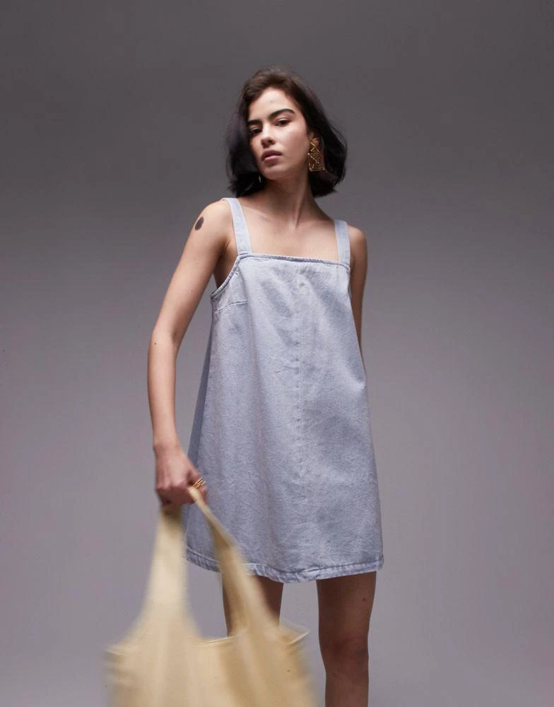 Topshop Topshop denim boxy cami dress in ice blue 1