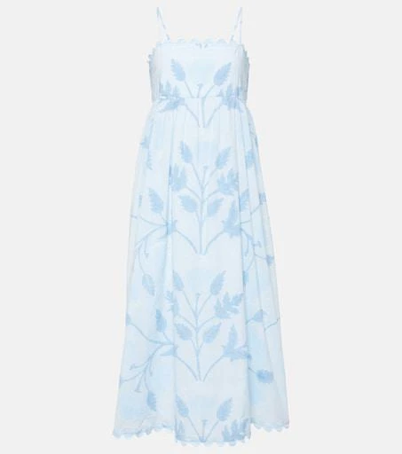 knee length dresses for ladies Juliet Dunn | Poplin Floral Midi Dress White – main image 1